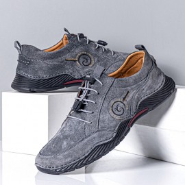 Men Leather Breathable Soft Sole Comfy Driving Elastic Laces Casual Sports Shoes