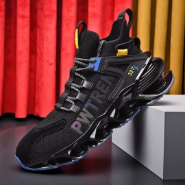 Men Breathable Fabric Soft Blade Sole Non Slip Comfy Reflect Casual Sports Shoes