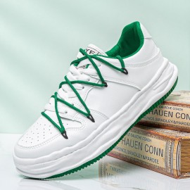 Men Microfiber Breathable Hollow Out Soft Sole One Size Smaller Color Splicing Court Shoes