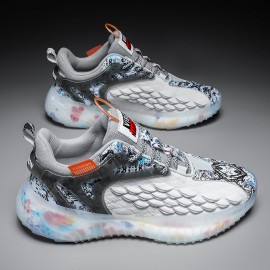 Men Colored Flying Weave Upper Lace-up Running Shoes Sneakers