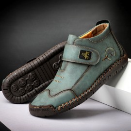 Men Microfiber Leather Hand Stitching Breathable Soft Sole Casual Martin Ankle Boots