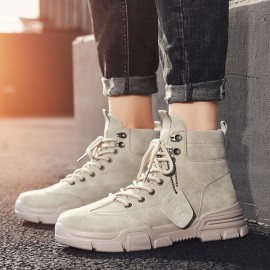 Men Casual Sport Work Style Microfiber Leather Lace Up Ankle Boots