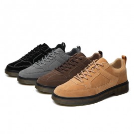 Men Microfiber Leather Breathable Soft Sole Lace Up Trendy Casual Martin Boots