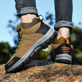 Men Outdoor Suede Slip Resistant Soft Sole Casual Hiking Boots