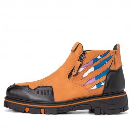 Men Leather Breathable Soft Sole Comfy Platform Zipper Casual Ankle Boots