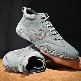 Men Leather Soft Sole Lace Up Casual Ankle Boots