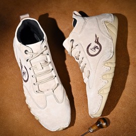 Men Leather Soft Sole Lace Up Casual Ankle Boots