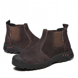 Men Steel Toe Puncture Proof Elastic Band Safety Work Boots