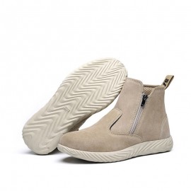 Men Cowhide Suede Soft Sole Toe Protected Comfy Working Casual Labor Safety Boots