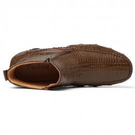 Men Slip Resistance Side Zipper Leather Ankle Boots