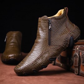 Men Slip Resistance Side Zipper Leather Ankle Boots