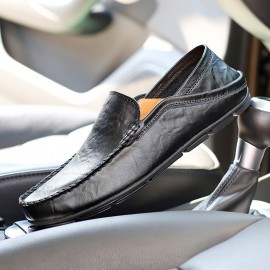 Men Hand Stitching Two Way Soft Walking Casual Leather Flats