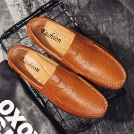 Men Leather Breathable Non Slip Handmade Casual Business Shoes