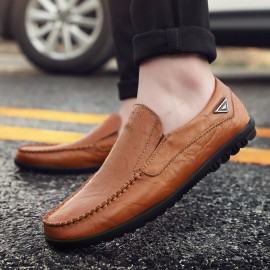 Men Leather Breathable Non Slip Handmade Casual Business Shoes