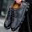 Men Microfiber Leather Hand Stitching Non Slip Soft Casual Shoes