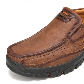Men Comfy Slip On Loafers Slip Resistant Soft Casual Business Walking Leather Shoes