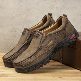 Men Comfy Slip On Loafers Slip Resistant Soft Casual Business Walking Leather Shoes