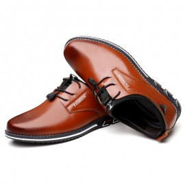 Men Elastic Lace Up Comfy Casual Business Leather Shoes