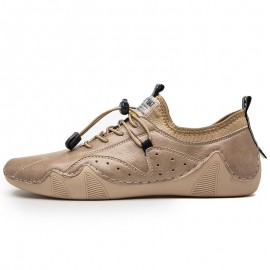 Men Hand Stitching Microrfiber Leather Breathable Non Slip Soft Casual Driving Shoes
