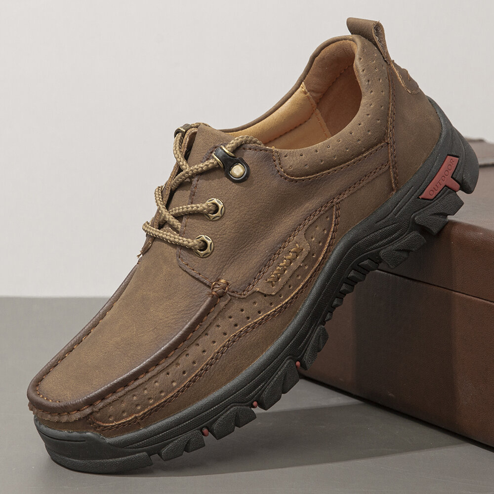 Men Genuine Leather Slip Resistant Soft Sole Casual Business Shoes