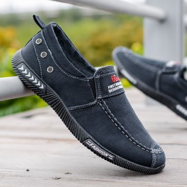 Men Washed Canvas Slip On Comfy Breathable Casual Shoes