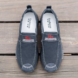 Men Washed Canvas Slip On Comfy Breathable Casual Shoes