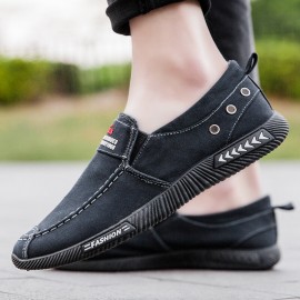 Men Washed Canvas Slip On Comfy Breathable Casual Shoes