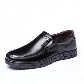 Men Cowhide Breathable Comfy Sole Slip On Daily Business Casual Shoes