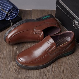 Men Cowhide Breathable Comfy Sole Slip On Daily Business Casual Shoes