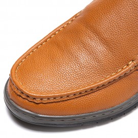 Men Genuine Leather Soft Sole Comfy Slip On Casual Business Shoes