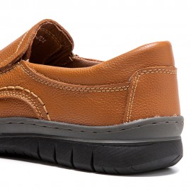 Men Genuine Leather Soft Sole Comfy Slip On Casual Business Shoes