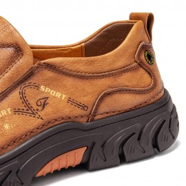 Men Non Slip Outdoor Business Casual Slip On Leather Shoes